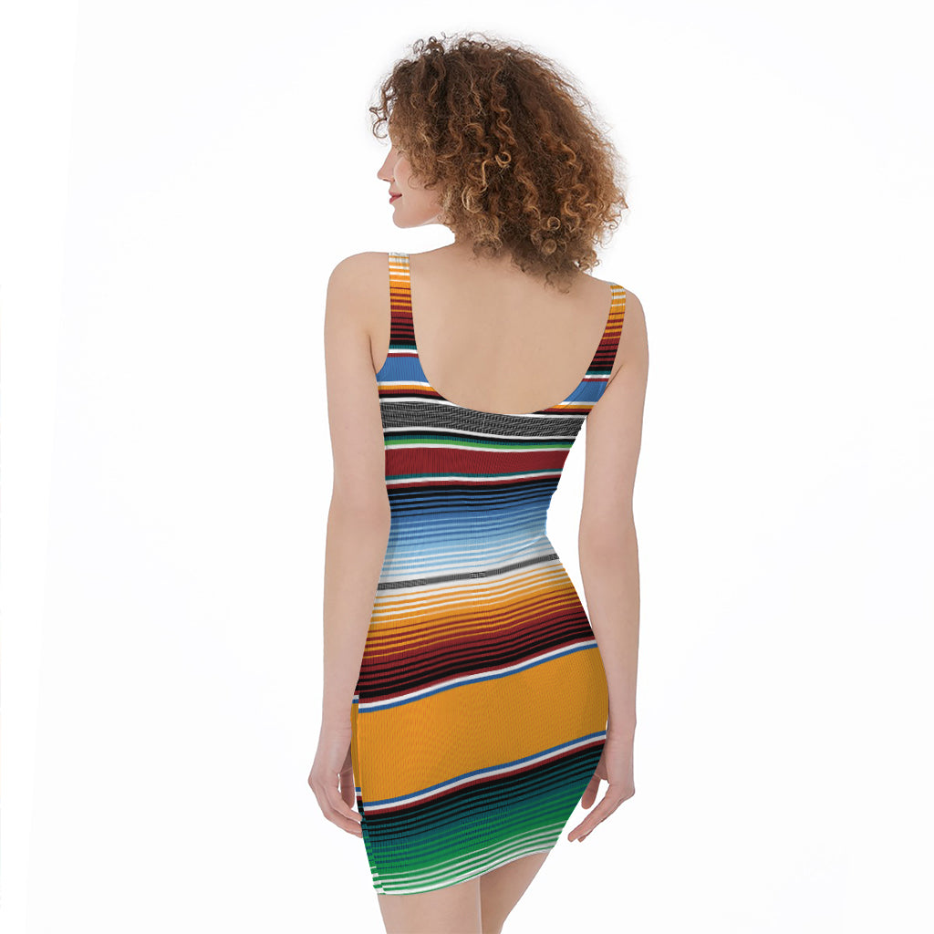 Tribal Serape Blanket Pattern Print Sleeveless Bodycon Dress