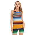 Tribal Serape Blanket Pattern Print Sleeveless One Piece Swimsuit