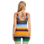 Tribal Serape Blanket Pattern Print Sleeveless One Piece Swimsuit