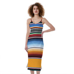 Tribal Serape Blanket Pattern Print Slim Fit Midi Cami Dress