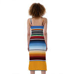 Tribal Serape Blanket Pattern Print Slim Fit Midi Cami Dress