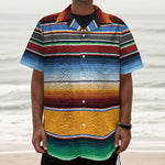 Tribal Serape Blanket Pattern Print Textured Short Sleeve Shirt