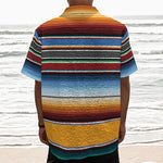 Tribal Serape Blanket Pattern Print Textured Short Sleeve Shirt