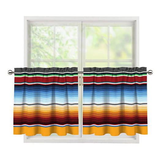 Tribal Serape Blanket Pattern Print Tier Curtains