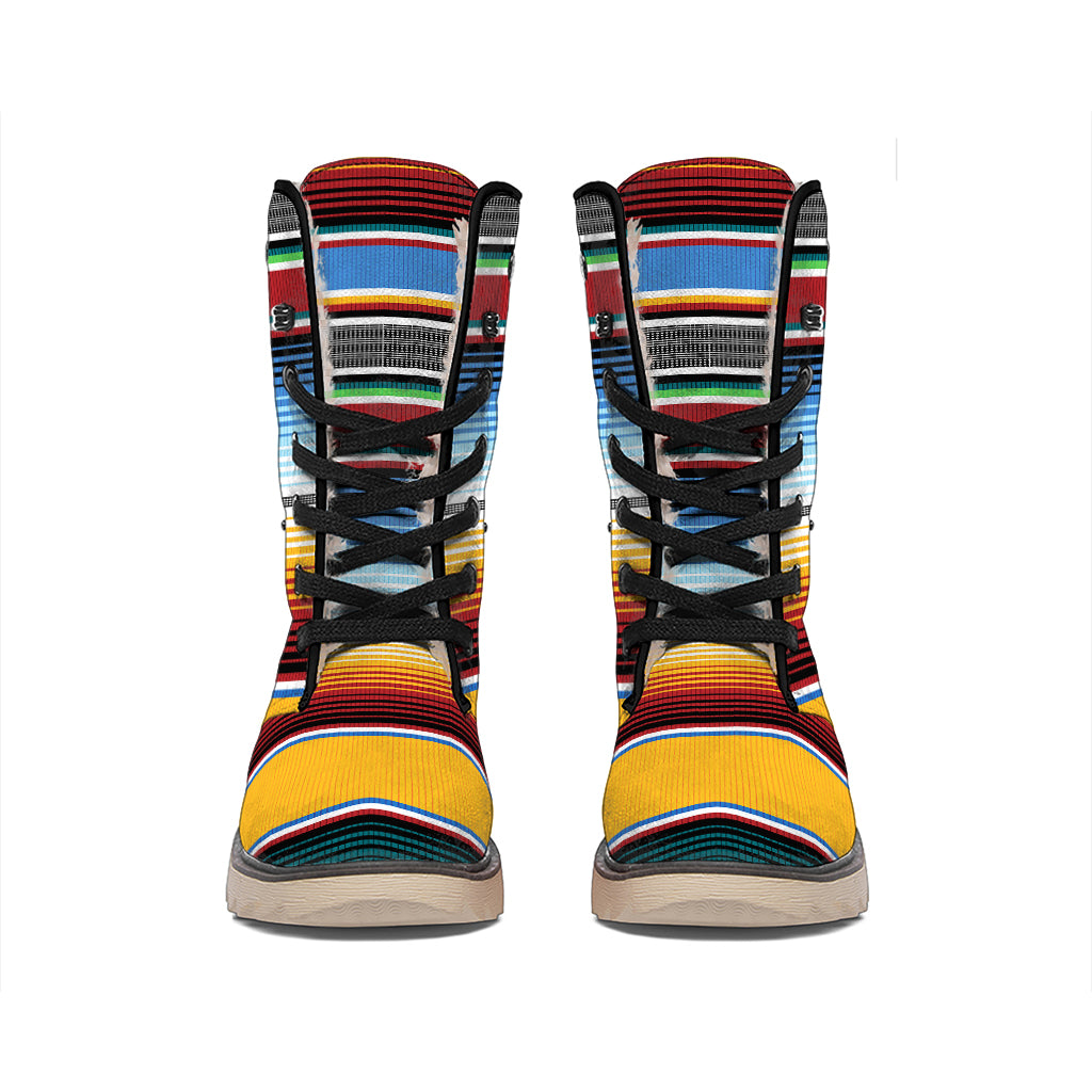 Tribal Serape Blanket Pattern Print Winter Boots