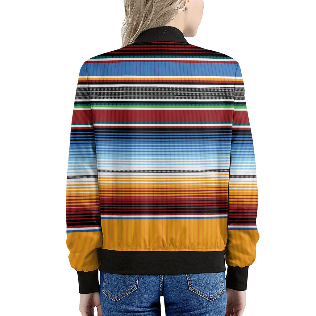 Tribal Serape Blanket Pattern Print Women's Bomber Jacket