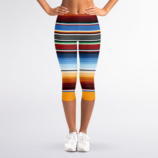 Tribal Serape Blanket Pattern Print Women's Capri Leggings