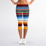 Tribal Serape Blanket Pattern Print Women's Capri Leggings