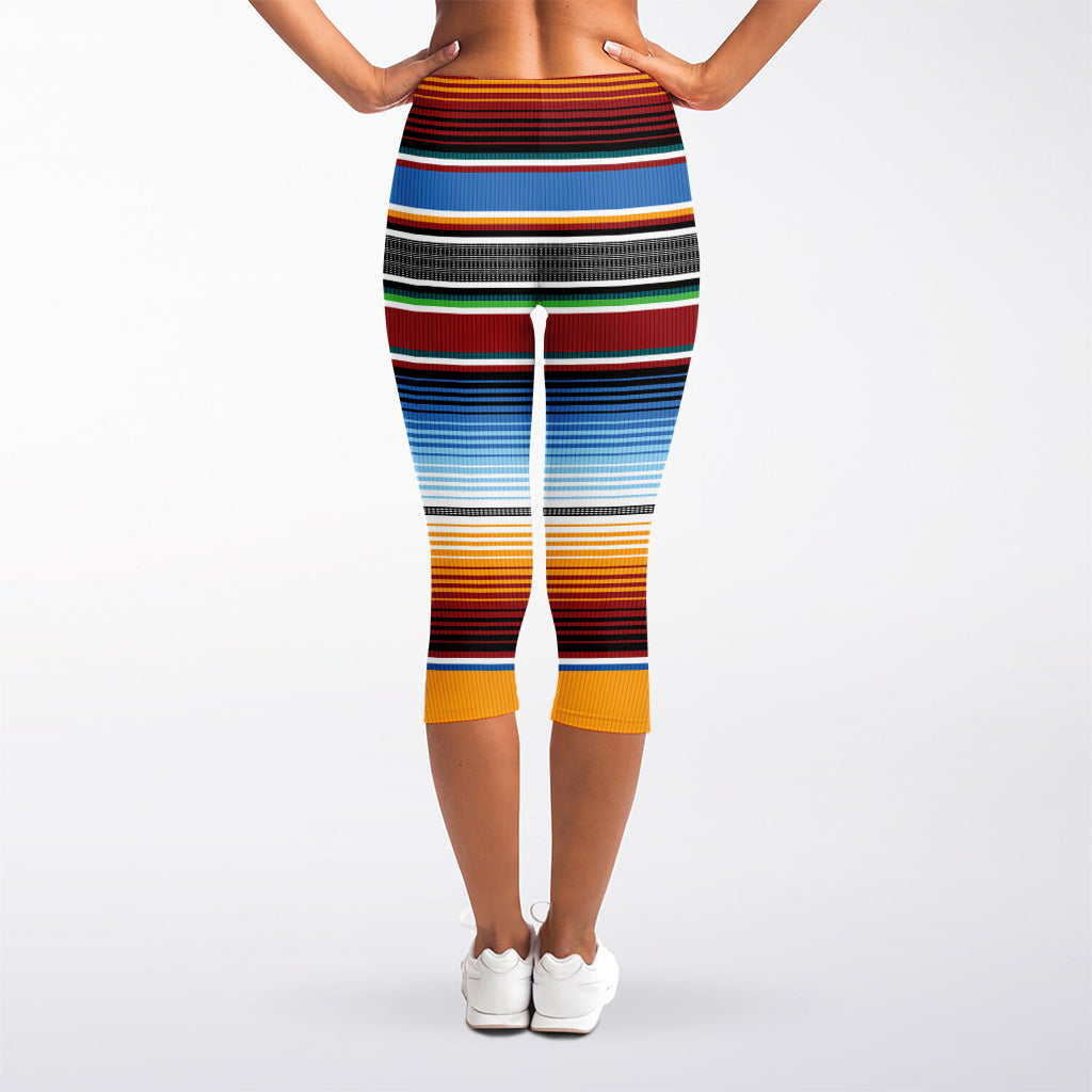 Tribal Serape Blanket Pattern Print Women's Capri Leggings