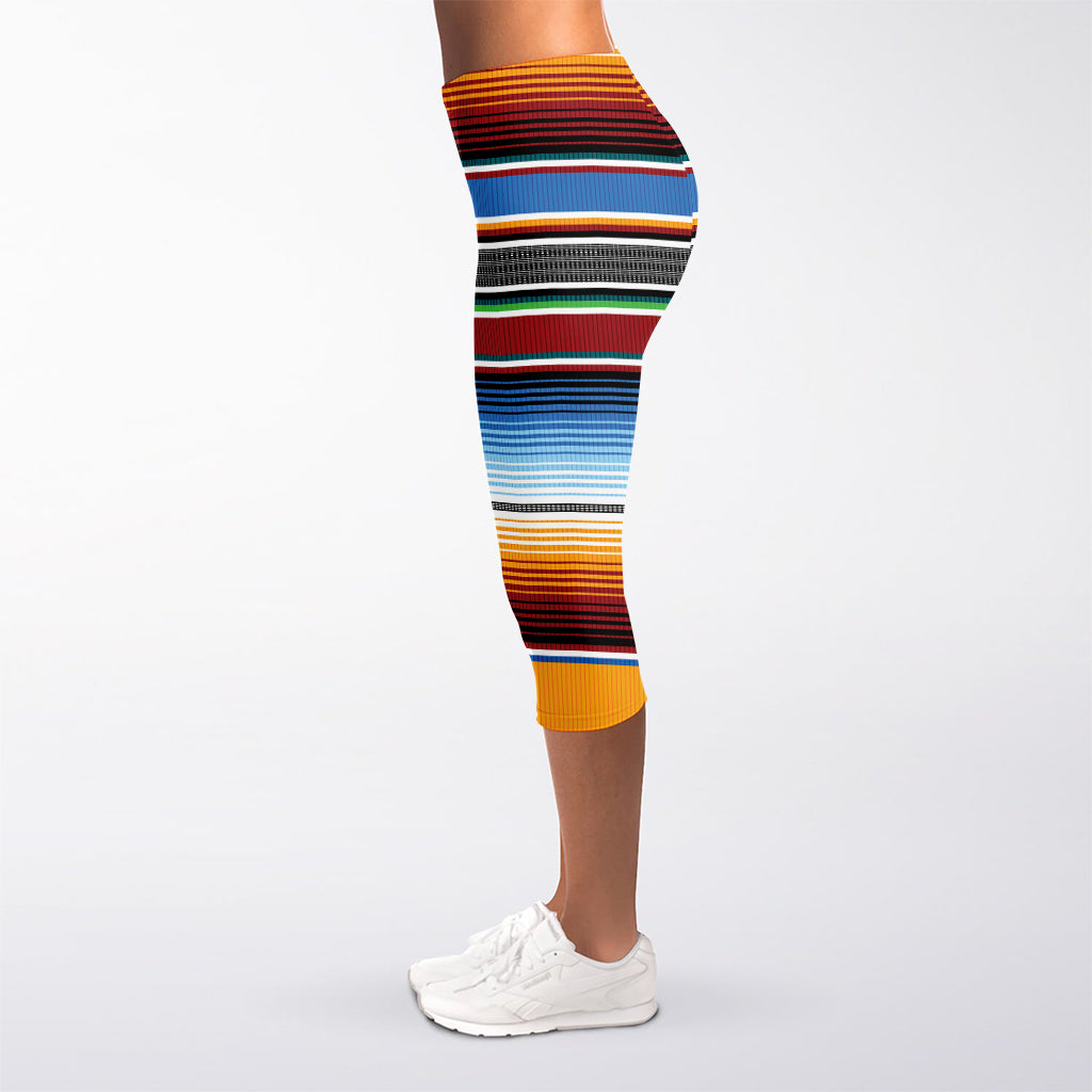 Tribal Serape Blanket Pattern Print Women's Capri Leggings