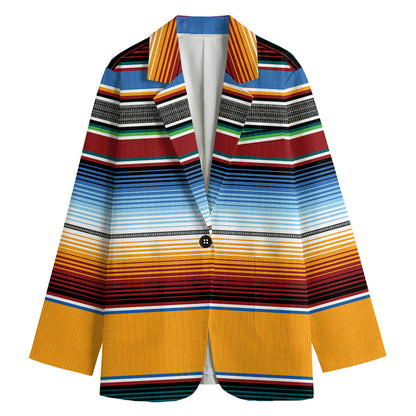 Tribal Serape Blanket Pattern Print Women's Cotton Blazer