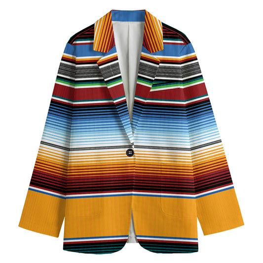Tribal Serape Blanket Pattern Print Women's Cotton Blazer