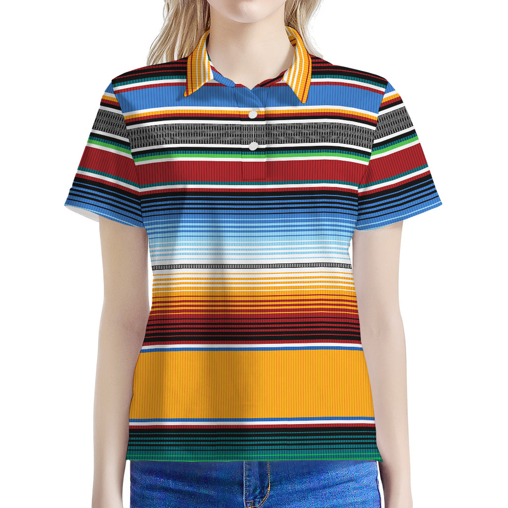 Tribal Serape Blanket Pattern Print Women's Polo Shirt