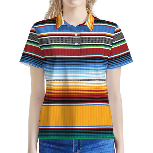 Tribal Serape Blanket Pattern Print Women's Polo Shirt