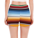 Tribal Serape Blanket Pattern Print Women's Split Running Shorts
