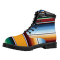 Tribal Serape Blanket Pattern Print Padded Collar Lace Up Boots