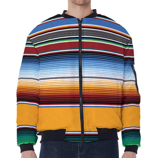 Tribal Serape Blanket Pattern Print Zip Sleeve Bomber Jacket