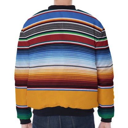Tribal Serape Blanket Pattern Print Zip Sleeve Bomber Jacket