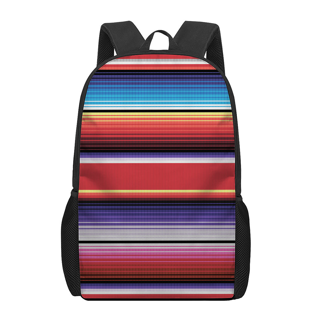 Tribal Serape Blanket Stripe Print 17 Inch Backpack