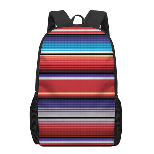 Tribal Serape Blanket Stripe Print 17 Inch Backpack