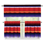 Tribal Serape Blanket Stripe Print 3 Piece Kitchen Curtains
