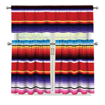 Tribal Serape Blanket Stripe Print 3 Piece Kitchen Curtains