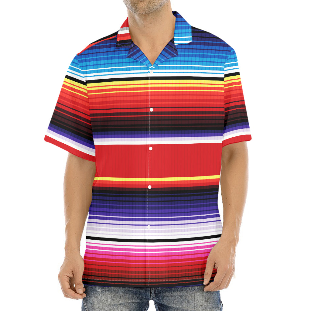 Tribal Serape Blanket Stripe Print Aloha Shirt