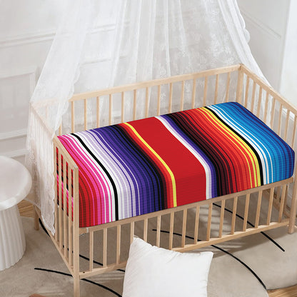 Tribal Serape Blanket Stripe Print Baby Crib Sheet