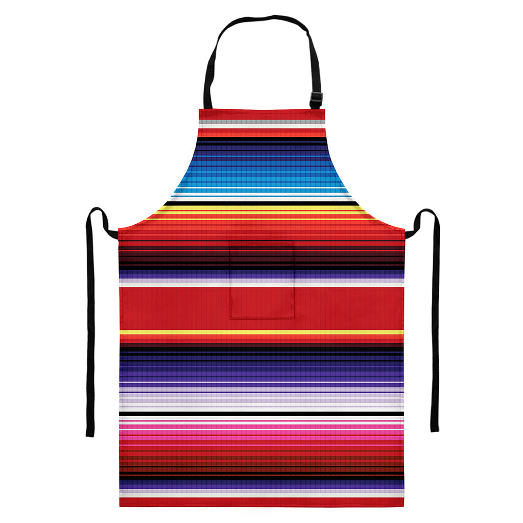 Tribal Serape Blanket Stripe Print Bib Apron With Pocket