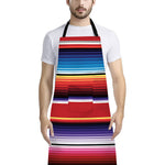 Tribal Serape Blanket Stripe Print Bib Apron With Pocket