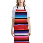 Tribal Serape Blanket Stripe Print Bib Apron With Pocket