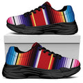 Tribal Serape Blanket Stripe Print Black Chunky Shoes