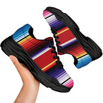 Tribal Serape Blanket Stripe Print Black Chunky Shoes