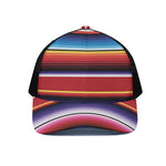 Tribal Serape Blanket Stripe Print Black Mesh Trucker Cap