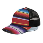 Tribal Serape Blanket Stripe Print Black Mesh Trucker Cap