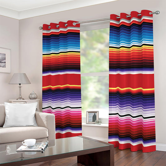 Tribal Serape Blanket Stripe Print Blackout Grommet Curtains