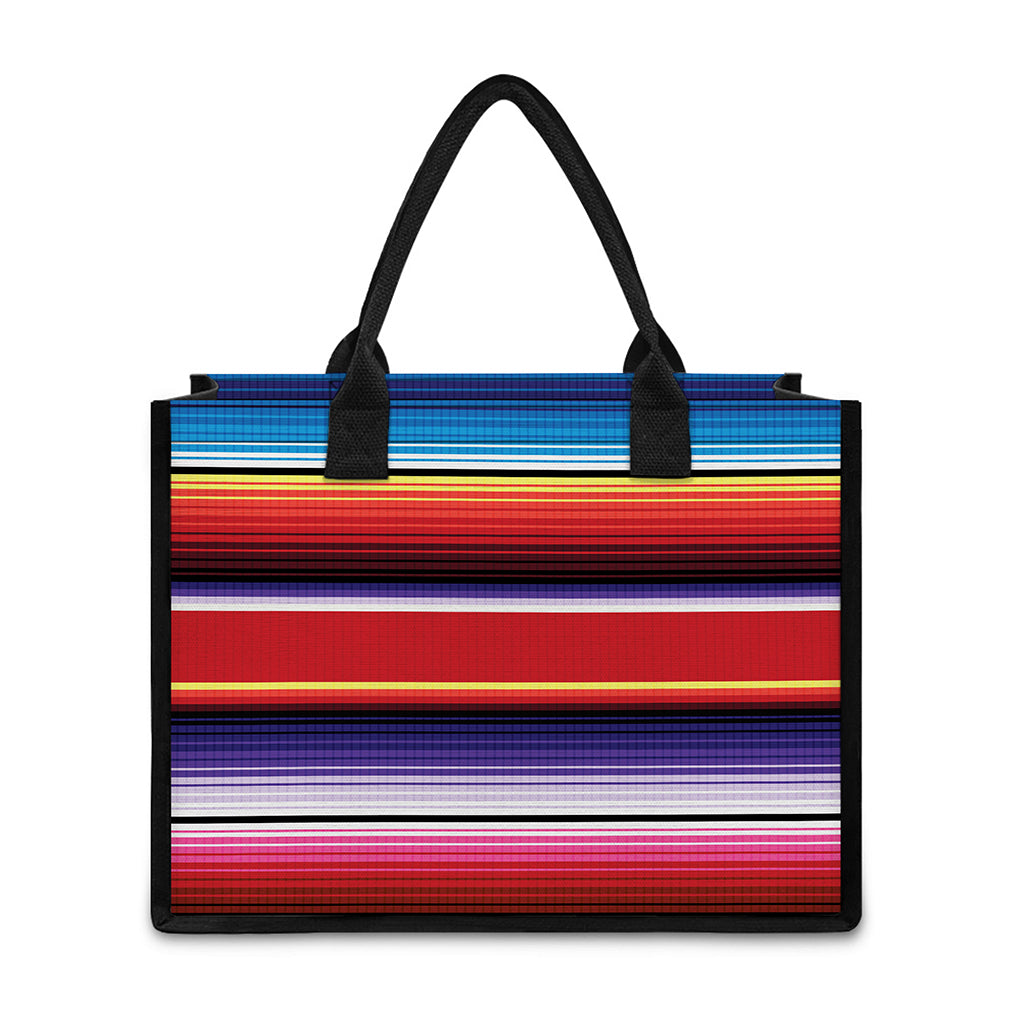 Tribal Serape Blanket Stripe Print Canvas Tote Bag