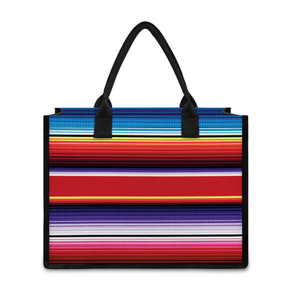 Tribal Serape Blanket Stripe Print Canvas Tote Bag