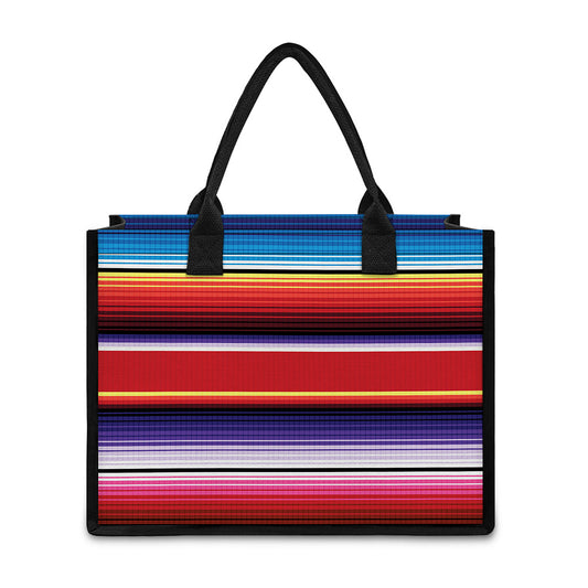 Tribal Serape Blanket Stripe Print Canvas Tote Bag