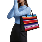 Tribal Serape Blanket Stripe Print Canvas Tote Bag