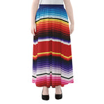 Tribal Serape Blanket Stripe Print Chiffon Maxi Skirt