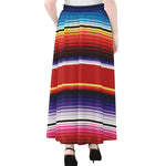 Tribal Serape Blanket Stripe Print Chiffon Maxi Skirt
