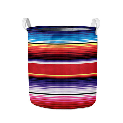 Tribal Serape Blanket Stripe Print Collapsible Laundry Basket