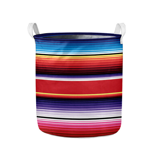 Tribal Serape Blanket Stripe Print Collapsible Laundry Basket
