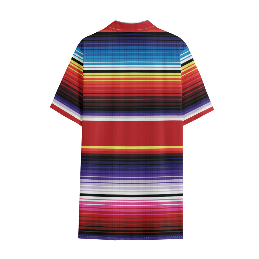 Tribal Serape Blanket Stripe Print Cotton Hawaiian Shirt