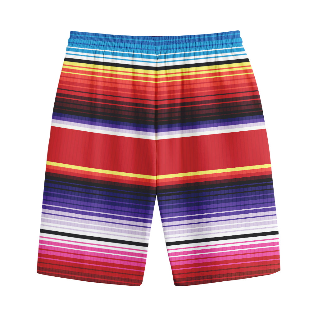 Tribal Serape Blanket Stripe Print Cotton Shorts