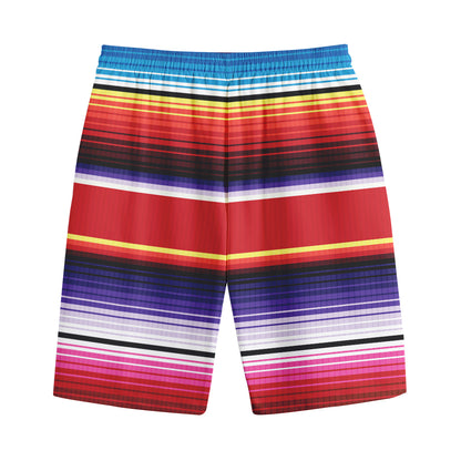 Tribal Serape Blanket Stripe Print Cotton Shorts