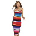 Tribal Serape Blanket Stripe Print Cross Back Cami Dress