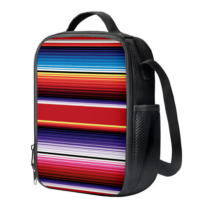 Tribal Serape Blanket Stripe Print Crossbody Lunch Bag