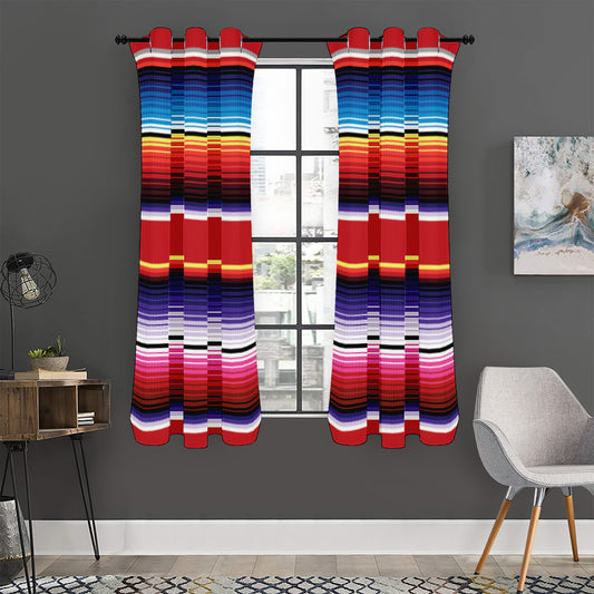 Tribal Serape Blanket Stripe Print Curtain